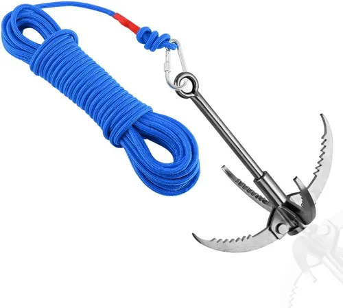 Miniatura 10 de Ant Mag Gancho de Agarre de Acero Inoxidable con Garra y Mosquetón para Camping, Senderismo, Agarre de Árboles y Levantamiento de Agua y Salvamento