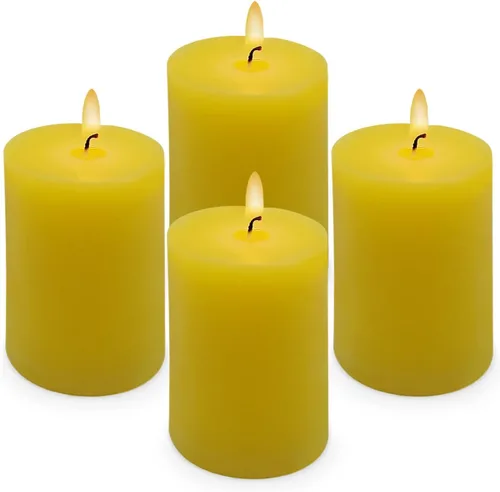 Velas pequeñas de pilar perfumadas con aroma a citronela amarilla de 24 horas, 2 x 3 pulgadas, velas cilíndricas sin goteo para patio, hogar, jardín
