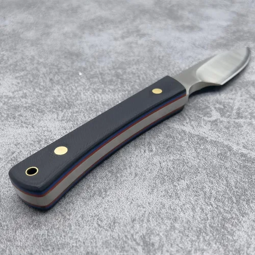 Miniatura 5 de EDC Cuchillo de hoja fija, hoja de acero 7Cr13Mov de espiga completa, mango G10, funda de cuero, para caza, supervivencia al aire libre, campamento