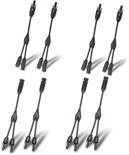 Miniatura 12 de ELFCULB 1 par de conectores de panel solar, 1 pie de cable adaptador paralelo de rama en Y, 1 macho a 2 hembras (M/FF) y 1 hembra a 2 machos (F/MM)