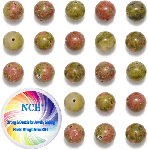 Miniatura 36 de NCB - 200 cuentas sueltas de turquesa africana de 0.15 pulgadas (4 mm) para joyería, cuentas semipreciosas naturales redondas y suaves con espaciador