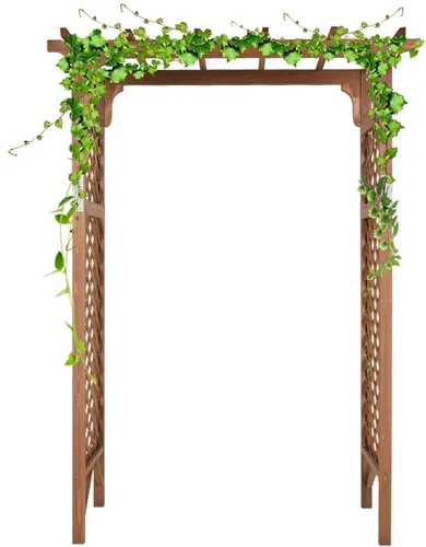 Miniatura 2 de Outvita - Arco de jardín de madera de 7 pies, arco de abeto, arco decorativo de soporte para enredaderas de rosas trepadoras, enrejado para Marrón