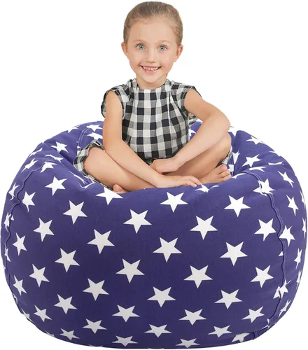 Miniatura 48 de Aubliss Puf de Almacenamiento de Animales de Peluche, Silla Puf de Unicornio, Stuff 'n Sit para Niños, Mediano 32" - Lona Unicornio Azul Azul