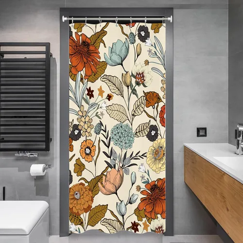 Miniatura 2 de Miyotaa - Juego de cortina de ducha con flores para decorar un baño pequeño o una ventana, 36 pulgadas de ancho x 71 pulgadas de alto, cortina