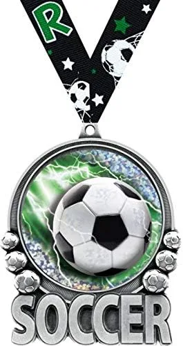 Crown Awards Medalla de fútbol - Medallas de doble acción 2.0 de fútbol de 3 pulgadas, medallas de fútbol para niños grandes y medallas de premio de