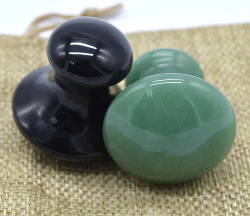 Miniatura 9 de Piedra de masaje de aventurina verde, masajeador con forma de hongo para belleza facial y corporal, piedra de raspado de guasha para spa, masaje