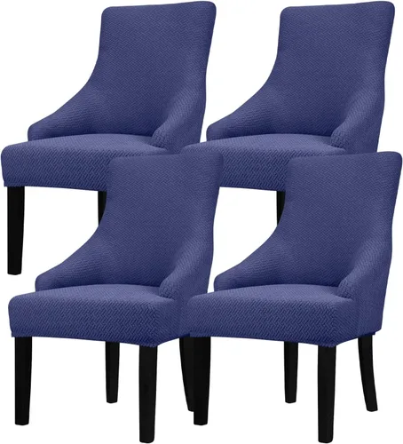 Miniatura 23 de Lellen Funda elástica de terciopelo para silla con respaldo de ala, funda protectora reutilizable para comedor, banquete, decoración del hogar, etc.