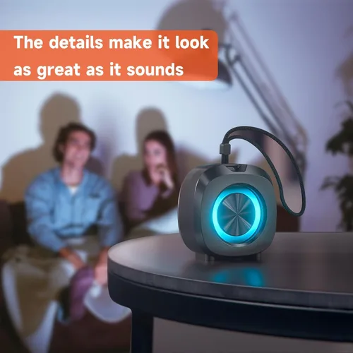 Miniatura 2 de PEICHENG Altavoz, pequeño altavoz portátil Bluetooth inalámbrico IPX5 impermeable para ducha, sonido estéreo fuerte, graves profundos, par TWS, Rosa