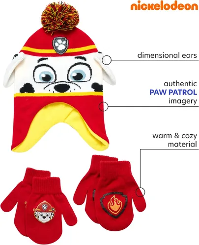 Miniatura 2 de Nickelodeon Sombrero de invierno de Paw Patrol para niños, 2 pares de guantes o mitones (niñosniños pequeños)