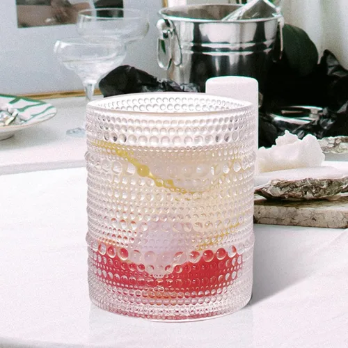 Miniatura 6 de Juego de 4 vasos para beber Hobnail de 12 onzas, vasos vintage de Júpiter, cristalería antigua en relieve para cerveza, agua, jugo, cóctel, whisky