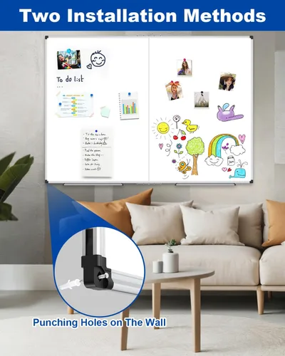 Miniatura 4 de XBoard Pizarra magnética de borrado en seco de 48 x 36 pulgadas, tablero blanco plegable de 4 x 3 pies para pared con bandeja de marcadores, marco