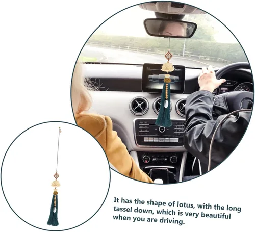 Miniatura 9 de SHERCHPRY Colgante de espejo retrovisor de 18.11 pulgadas, adorno colgante de borla de automóvil, decoración de espejo retrovisor