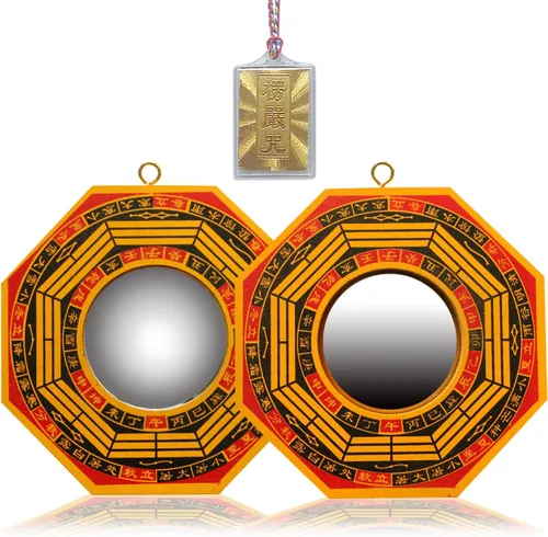 Feng Shui - Espejo cóncavo de bagua de 4 pulgadas, juego de 2, un espejo cóncavo para protección contra la energía negativa pasiva y un espejo