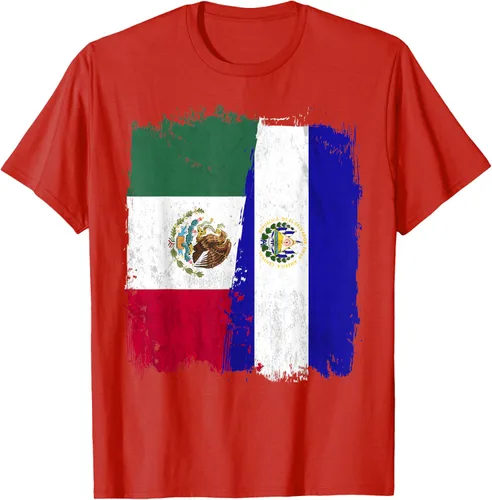 Miniatura 82 de Camiseta con la bandera mexicana de El Salvador con la mitad de la bandera mexicana de El Salvador