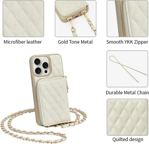 Miniatura 7 de LAMEEKU Diseñada para iPhone 14 Pro Max, funda RFID a prueba de golpes con cadena cruzada para mujer, compatible con iPhone 14 Pro Max, 6.7 Negro