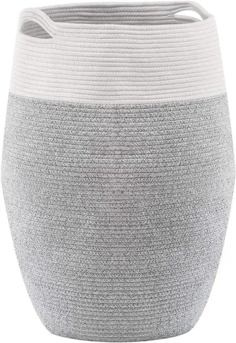 Miniatura 9 de YOUDENOVA - Cesta grande para ropa sucia de cuerda de algodón tejida,canasto de lavandería para el cuarto de lavar o el dormitorio, 25.6 pulgadas