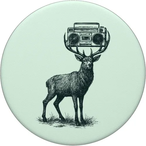 Miniatura 3 de Deer Boombox Retro Funny Animal Music PopSockets Adhesive PopGrip