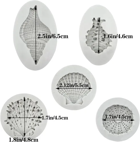 Miniatura 2 de Molde de silicona de concha de mar, 5 unidades, molde de silicona para conchas de mar, moldes para hornear para decoración de tartas de chocolate