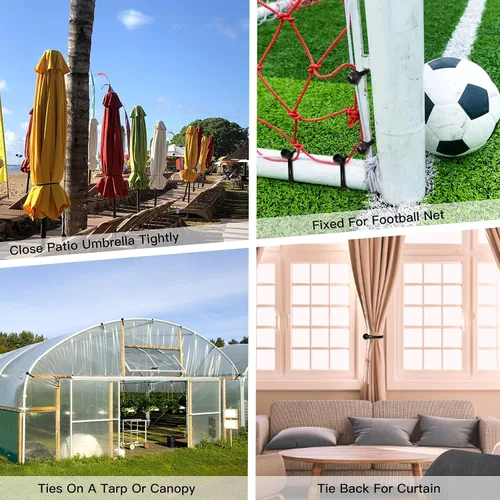 Miniatura 6 de Bolas elásticas de 9 pulgadas, 50 unidades de lona con bolas resistentes para camping, refugio, carga, cables de sujeción, postes de tienda