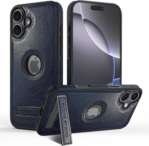 Miniatura 36 de Funda de cuero para iPhone 13 Pro, funda protectora delgada con función atril a prueba de golpes, soporte invisible integrado compatible con iPhone