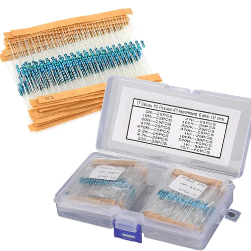 Miniatura 12 de Kit de resistencias de 64 valores 1280 piezas de 1 ohmio-32.8 ft ohmios con 1% 1/4 W de metal de resistencia de película de carbono