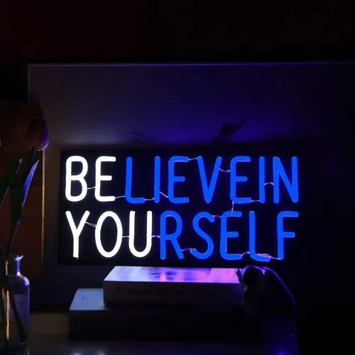 Miniatura 2 de Letrero de neón Believe in Yourself alimentado por USB para decoración de habitación, letrero de luz de neón LED regulable para dormitorio de niños