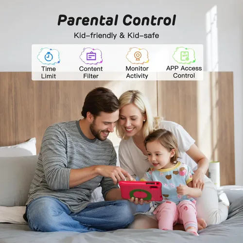 Miniatura 4 de Tableta para niños de 8 pulgadas, Android 15, Octa-Core 12 GB de RAM + 64 GB de ROM, tableta para niños pequeños con WiFi 6, control parental