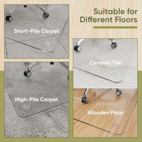 Miniatura 6 de Tapete para silla de oficina para alfombra y madera dura, mejorado de 36 x 48 pulgadas, tapete de vidrio templado de doble uso para silla