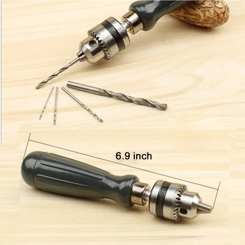 Miniatura 7 de Juego de brocas manuales 7 en 1 con llave de portabrocas y 5 brocas giratorias para madera, joyas, trabajo manual delicado, montaje electrónico