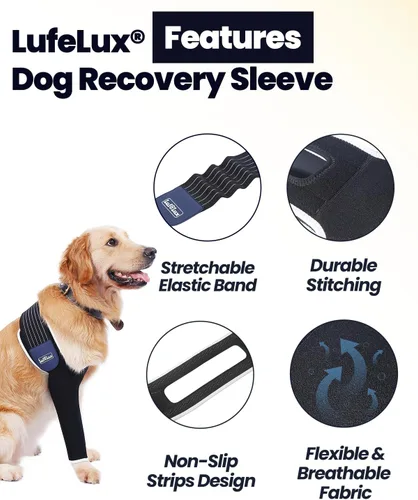 Miniatura 3 de Manga de pierna delantera para perro, XL, cómoda, material transpirable, banda elástica ajustable, para puntos calientes, heridas, vendajes
