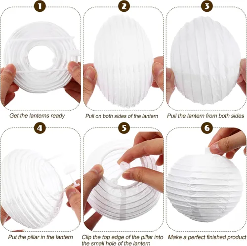 Miniatura 2 de Treela Paquete de 90 faroles de papel chinos japoneses blancos para colgar al aire libre, globos de papel para decoración de fiesta para bodas