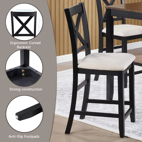 Miniatura 4 de LUMISOL Juego de mesa de comedor de 5 piezas con 4 sillas, juego de mesa de cocina de granja para lugares pequeños, cocina, comedor, negro y roble