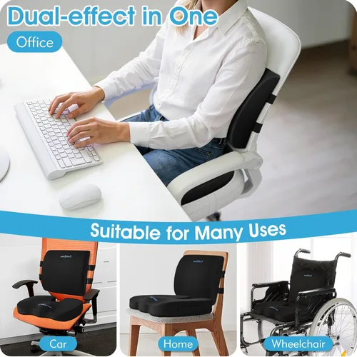 Miniatura 5 de CushZone Cojín de asiento, almohada de apoyo lumbar con correa ajustable, cojines para silla para aliviar el dolor de ciática, con funda lavable