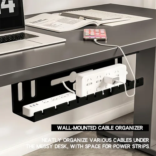 Miniatura 2 de Bandeja de organización de cables para debajo del escritorio, organizador de cables de 20 pulgadas, sin taladros, organizador debajo de la mesa