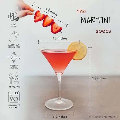 Miniatura 2 de MORA PURE Copas de Martini, Juego de 4 de 7 onzas - Cristal Premium Soplado a Mano para Cócteles, Martinis, Bar en Casa, Cosmos, Gimlet, Fiestas