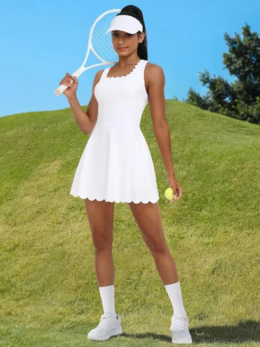 Miniatura 5 de ATTRACO Vestido de tenis para mujer con pantalones cortos, faldas de golf con bolsillos