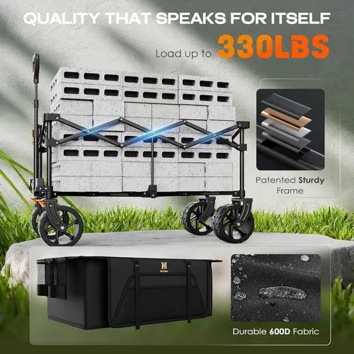 Miniatura 3 de Navatiee Big Wheels - Carrito plegable de playa, resistente, con ruedas silenciosas para todo terreno, carrito de comestibles plegable con bolsillo
