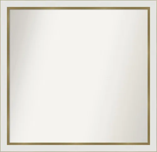 Miniatura 277 de Amanti Art Espejo de baño blanco para sobre el fregadero, 30 x 35 pulgadas, espejo de tocador rectangular estrecho de Eva de oro blanco, marco