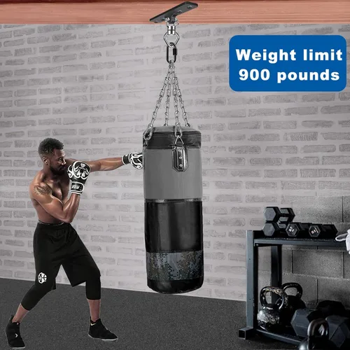 Miniatura 3 de BeneLabel Colgador de columpio de montaje en techo con rodamiento de capacidad de 900 libras, colgador de bolsa pesada, acero inoxidable, soporte