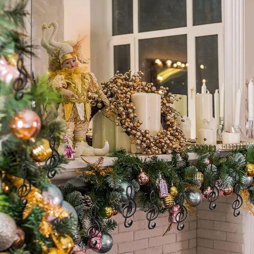 Miniatura 5 de Patelai 6 Piezas Adornos Navideños de Notas Musicales Adorno de Clave de Sol para Árbol de Navidad Decoraciones de Fiesta Temática Musical Adornos