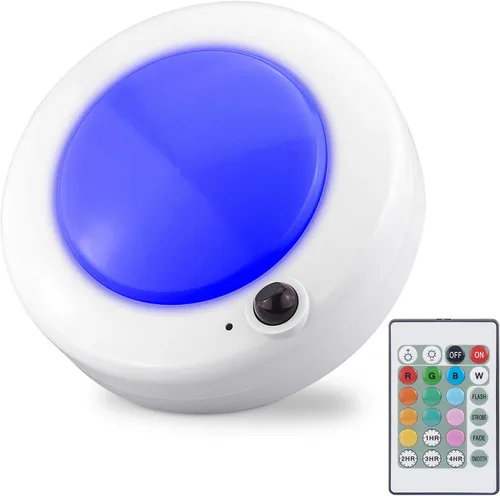 BIGMONAT: lámpara LED de techo inalámbrica, luz de ducha RGB accionada a pilas con control remoto y temporizador, cambio de color, regulable para