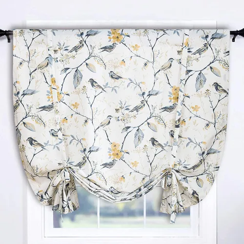 Miniatura 12 de Leeva - Cortinas pequeñas con estampado de pájaros, 24 pulgadas de largo, conjunto de paneles para ventanas, diseño de estampado de pájaros