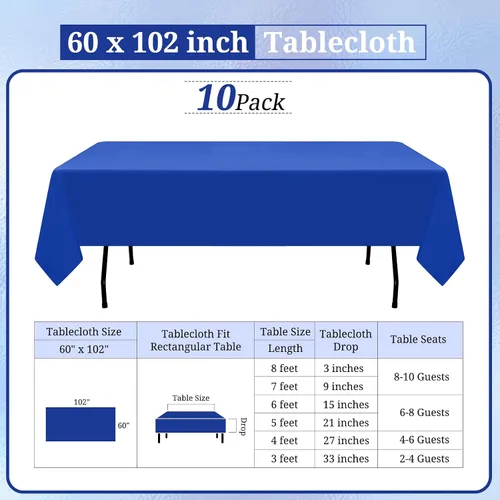 Miniatura 215 de Paquete de 10 manteles de poliéster de 60 x 102 pulgadas, manteles de poliéster beige para mesas rectangulares de 6 pies, resistentes a las manchas