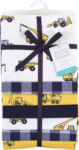 Miniatura 2 de Hudson Baby Paquete de mantas receptoras unisex de franela de algodón para bebé, Construcción, Talla Única