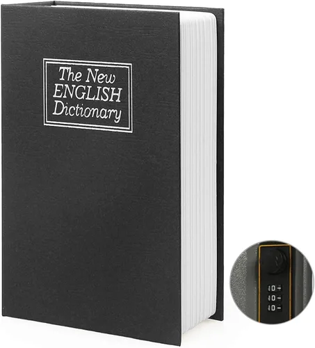 Miniatura 12 de Caja fuerte de almacenamiento de libro de diversión (9.5"×6"×2.2"), caja fuerte secreta tipo diccionario con cerradura de combinación de seguridad