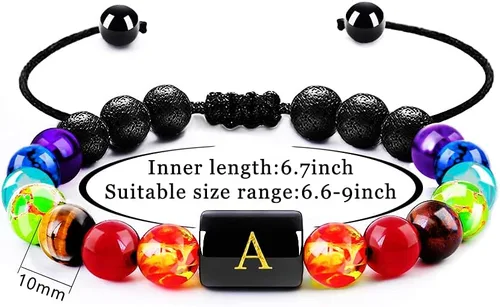 Miniatura 2 de Pulsera inicial para aliviar el estrés, regalos para mujeres y niñas, pulsera de yoga y chakras para mujeres, pulsera de cristal curativo, pulsera