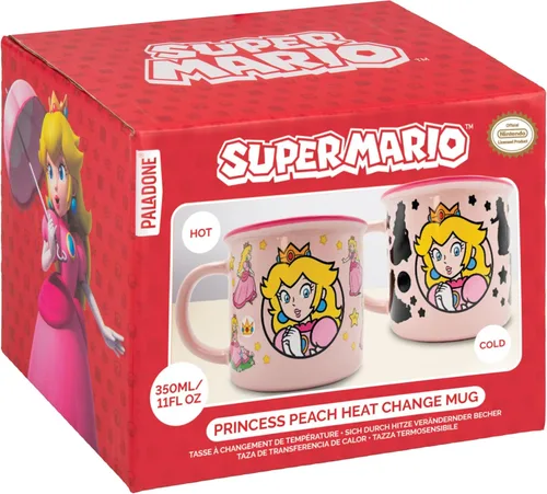 Miniatura 3 de Paladone Super Mario Princess - Taza de café de cerámica rosa con licencia oficial de Nintendo para bebidas calientes, regalo para jugadores