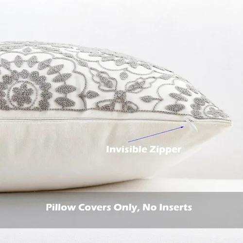Miniatura 23 de HWY 50 Fundas de almohada decorativas azul marino de 18x18 pulgadas (1 pieza), funda de cojín bordada de algodón para granja, funda de almohada