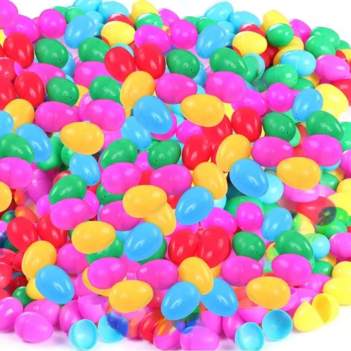 2000 huevos de Pascua, huevos de Pascua de plástico de colores brillantes surtidos de 2.4 pulgadas, huevos de Pascua vacíos para búsqueda de Pascua,