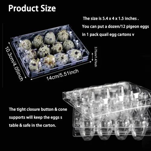 Miniatura 2 de Loving Basso Cajas de huevos de codorniz, paquete de 25, cada 12 bandejas pequeñas para huevos, reutilizables, de plástico reciclable, ideal